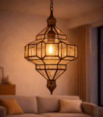 Moroccan clear glass pendant light handmade from brass