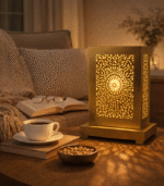 Artisan Table Lamp – Handmade Moroccan Brass Lamp for Boho Home Decor - Image 6