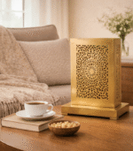 Artisan Table Lamp – Handmade Moroccan Brass Lamp for Boho Home Decor - Image 8