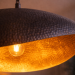 Black Hammered Brass Lamp – Handmade Moroccan Pendant Light for Modern Boho Decor - Image 2