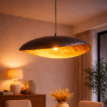 Black Hammered Brass Lamp – Handmade Moroccan Pendant Light for Modern Boho Decor