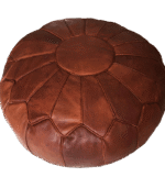 Brown Handmade Moroccan Leather Pouf Ottoman - Image 3