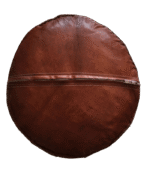 Brown Handmade Moroccan Leather Pouf Ottoman - Image 4