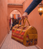Brown Kilim Travel Bag Luxury Moroccan Leather Duffel