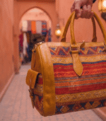 Brown Kilim Travel Bag | Luxury Moroccan Leather Duffel - Image 3