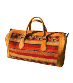 Brown Kilim Travel Bag | Luxury Moroccan Leather Duffel - Image 4