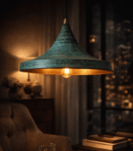 Oxidized Green Lamp – Vintage Handmade Moroccan Decor - Image 2