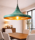 Handmade oxidized green lamp with vintage Moroccan design for luxury home decor