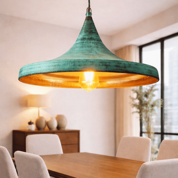 Handmade oxidized green lamp with vintage Moroccan design for luxury home decor