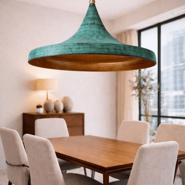 Oxidized Green Lamp – Vintage Handmade Moroccan Decor – Moroccan Pendant Light