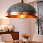 Vintage oxidized Moroccan hanging lamp handcrafted from aged brass