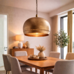 Handmade gold brass Moroccan hanging lamp with elegant artisan finish