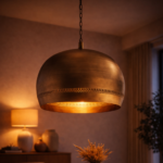 Handmade gold brass Moroccan hanging lamp with elegant artisan finish
