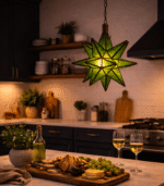 Moroccan Star Glass Hanging Lamp – Green - Image 5
