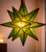 Moroccan Star Glass Hanging Lamp – Green - Image 3