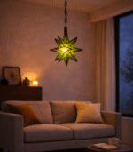 Moroccan Star Glass Hanging Lamp – Green - Image 4