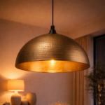 Hammered Gold Brass Lamp – Handmade Moroccan Pendant Light for Luxury Decor - Image 4
