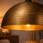 Hammered Gold Brass Lamp – Handmade Moroccan Pendant Light for Luxury Decor - Image 5