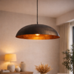 Luxury handcrafted hammered brass Moroccan hanging lamp with artisan texture