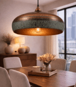 Handmade Copper Cluster Pendant Light with Green Patina – Moroccan Ceiling Lamp - Image 5
