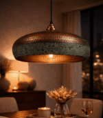 Handmade Copper Cluster Pendant Light with Green Patina – Moroccan Ceiling Lamp - Image 7