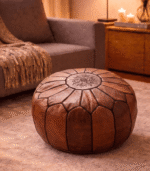 Handmade Genuine Leather Moroccan Pouffe Poufs & Pillows Moroccan Ottoman