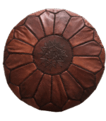 Handmade Genuine Leather Moroccan Pouffe - Image 3