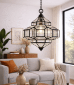 Luxury handmade Moroccan lantern with glass panels