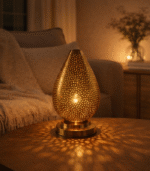 Handmade Moroccan brass table lamp with traditional artisan design