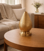 Handmade Moroccan Table Lamp – Brass Boho Bedside Light for Living Room Decor - Image 2