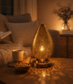 Handmade Moroccan brass table lamp with traditional artisan design
