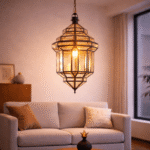 Handmade Moroccan glass lamp with brass finish