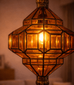 Handmade Brown Moroccan Glass Hanging Lamp - Image 6