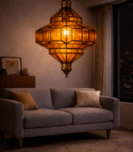 Handmade Brown Moroccan Glass Hanging Lamp - Image 7