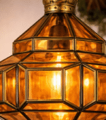 Handmade Brown Moroccan Glass Hanging Lamp - Image 2