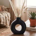 Modern Ceramic Hollow Ring Flower Pot – Geometric Planter