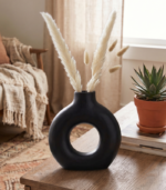 Modern Ceramic Hollow Ring Flower Pot – Geometric Planter