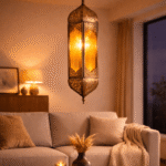 Handmade Moroccan amber hanging glass lamp ceiling lantern