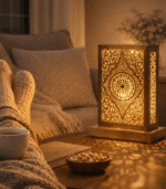 Handmade Moroccan brass table lamp with traditional artisan design