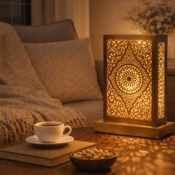 Handmade Moroccan Bedside Light In Brass With Warm Ambient Glow