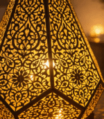Moroccan Brass Table Lamp with Engraved Floral Body - Image 6