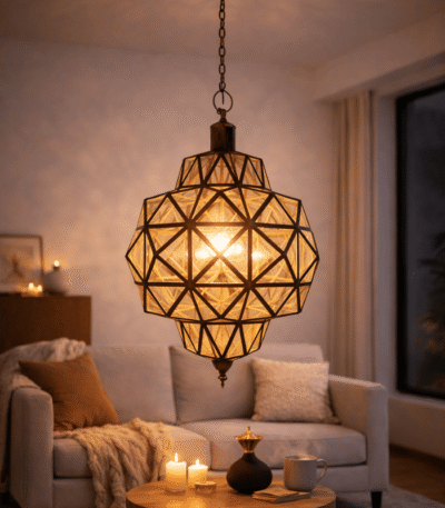 Moroccan clear glass brass lamp