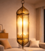 Moroccan Clear Glass Elongated Drop Pendant