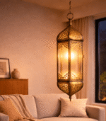 Moroccan Clear Glass Elongated Drop Pendant - Image 4