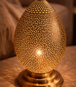 Moroccan Hammered Brass Table Lamp – Rustic Finish - Image 6