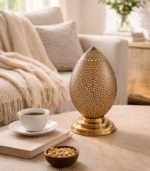 Moroccan Hammered Brass Table Lamp – Rustic Finish - Image 7