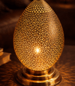 Moroccan Hammered Brass Table Lamp – Rustic Finish - Image 8