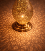 Moroccan Hammered Brass Table Lamp – Rustic Finish - Image 4