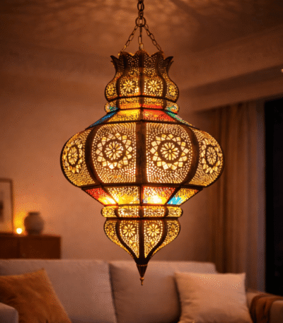 Classic Multicolor Moroccan Hanging Glass Lamp