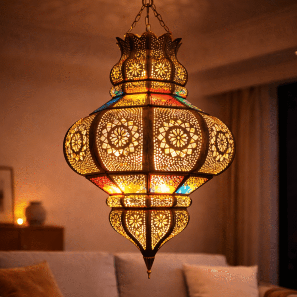 Classic Multicolor Moroccan Hanging Glass Lamp